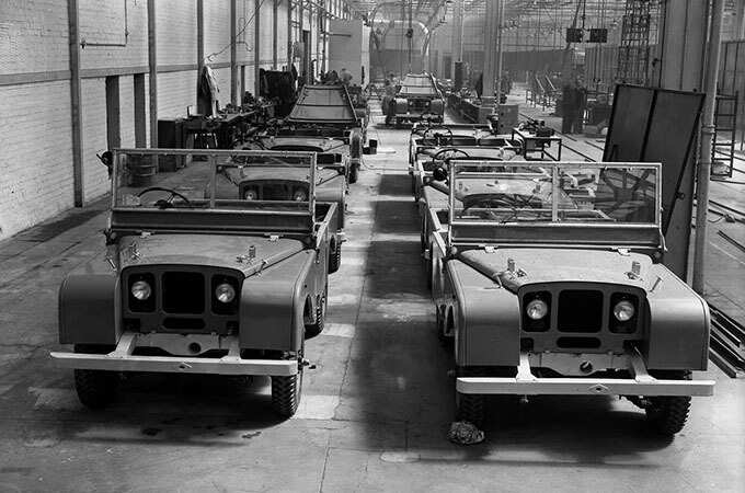 Land Rover pre production Series I assembly line